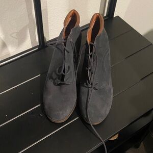 navy Suede Lace-Up boots
